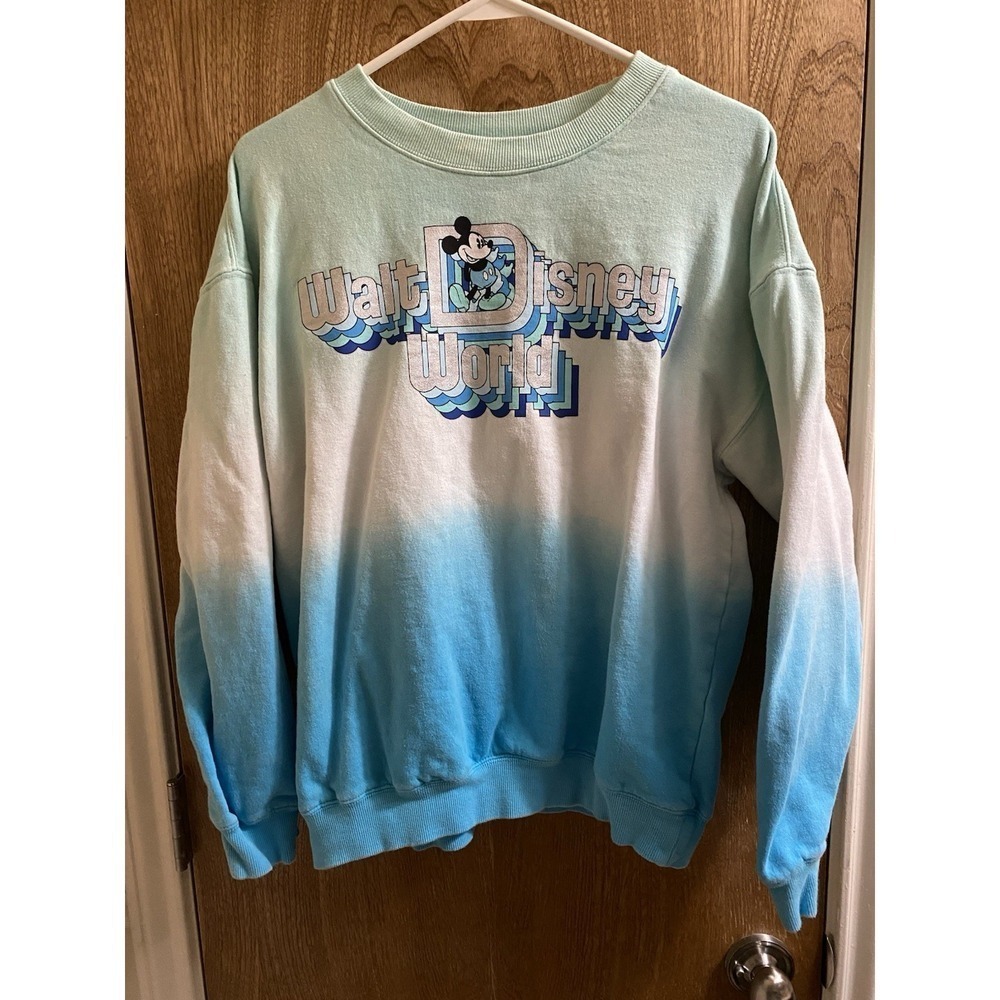 Walt Disney World Disney Parks Mickey Mouse Sweatshirt Blue Ombré Fading Color M